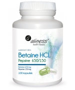 Betaine HCL, Pepsyna 650/150 mg x 100 kapsułek  Aliness