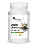 Węgiel aktywny z kokosa Food Grade 300 mg x 100 Vege caps. Aliness