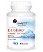 Krill Oil NKO Omega 3 z Astaksantyną, 500 mg 60 kapsułek. Aliness