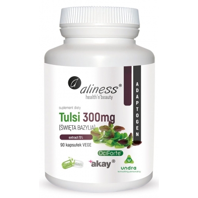 TULSI (ŚWIĘTA BAZYLIA) extract 5% 300mg x 90 Vege caps Aliness