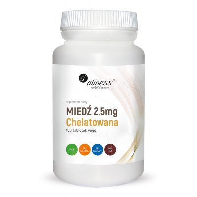 Miedź chelatowana 2,5 mg x 100 Vege tabs. Aliness