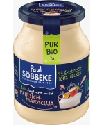 JOGURT KREMOWY BRZOSKWINIA - MARAKUJA (3,8 % TŁUSZCZU W MLEKU) BIO 500 g (SŁOIK) - SOBBEKE