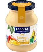 JOGURT MANGO-WANILIA (3,8% TŁUSZCZU W MLEKU) BIO 500 g (SŁOIK) - SOBBEKE