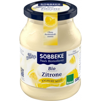 JOGURT CYTRYNOWY (7,5 % TŁUSZCZU W MLEKU) BIO 500 g (SŁOIK) - SOBBEKE