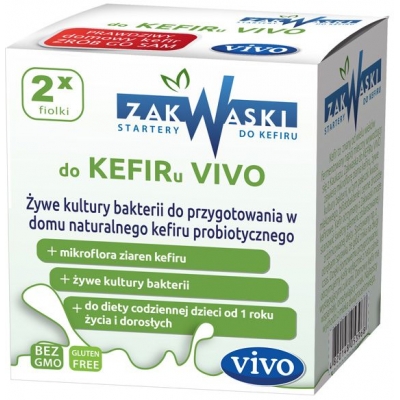 ŻYWE KULTURY BAKTERII DO KEFIRU BEZGLUTENOWE 1 g (2 FIOLKI) - VIVO