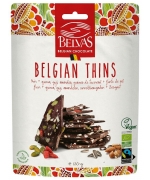 KAWAŁKI CZEKOLADY GORZKIEJ Z MIGDAŁAMI, QUINOA, JAGODAMI GOJI FAIR TRADE BEZGLUTENOWE BIO 120 g - BELVAS