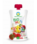 MUS MALINOWO - BANANOWO - JABŁKOWY BEZGLUTENOWY BIO 90 g - BIO FOOD