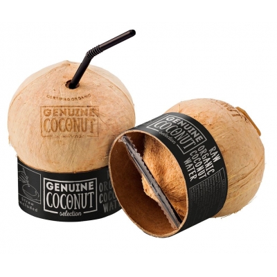 KOKOS BIO Z ZAWLECZKĄ I SŁOMKĄ (około 0,45 kg) - GENUINE COCONUT